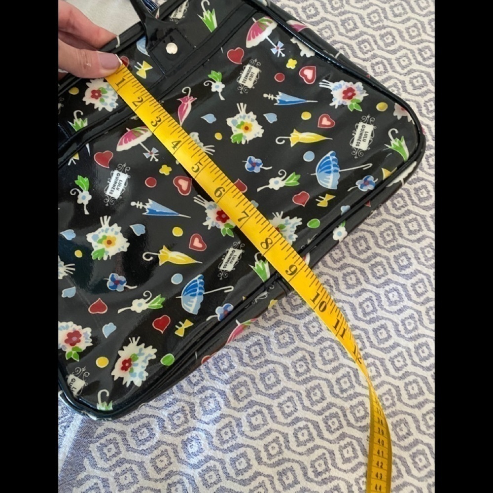 LULU GUINNESS Fold Over Makeup Bag Black Print - Picture 5 of 5